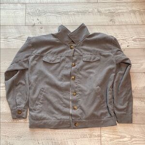 Gray Corduroy Jacket with Gold Buttons
